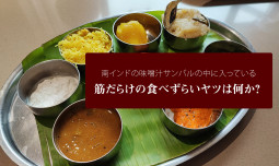 南インドのお味噌汁サンバルの中に入っている筋だらけの食べずらい奴は何か？